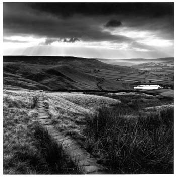 Path and Reservoir. Lumbutts, Yorkshire, 1977.  Photograph: Fay Godwin.