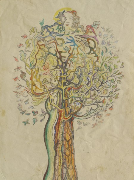Tree Woman, Coloured Sketch, Peter Goode.
